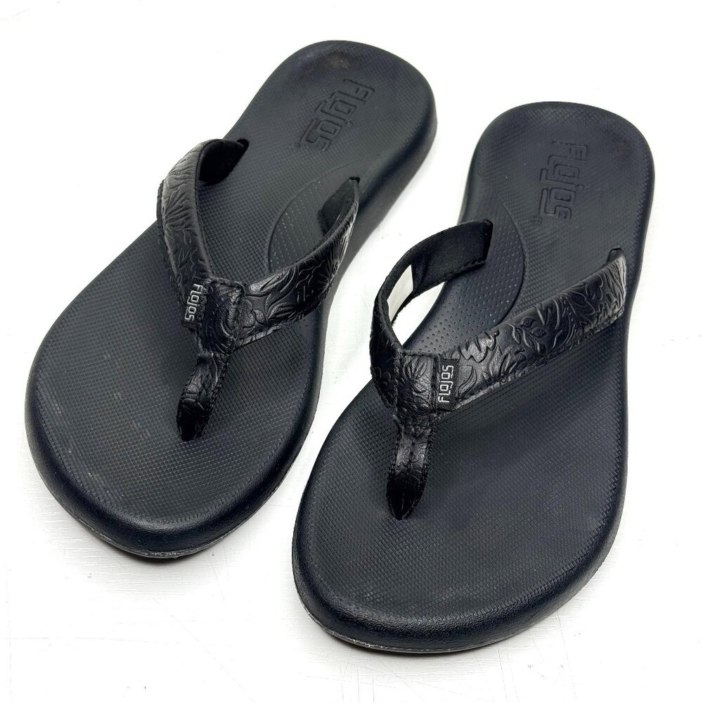 Flojos Floral Comfort Slip on Beach Cushioned Flip Flop Thong Sandals Womens 6